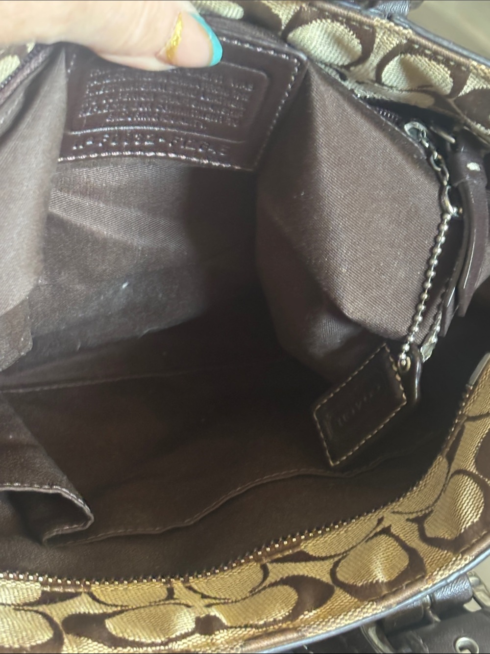 Coach Signature Jacquard Tote Bag Brown + Matching Mini Skinny Wallet 2008 Y2K - Picture 4 of 13